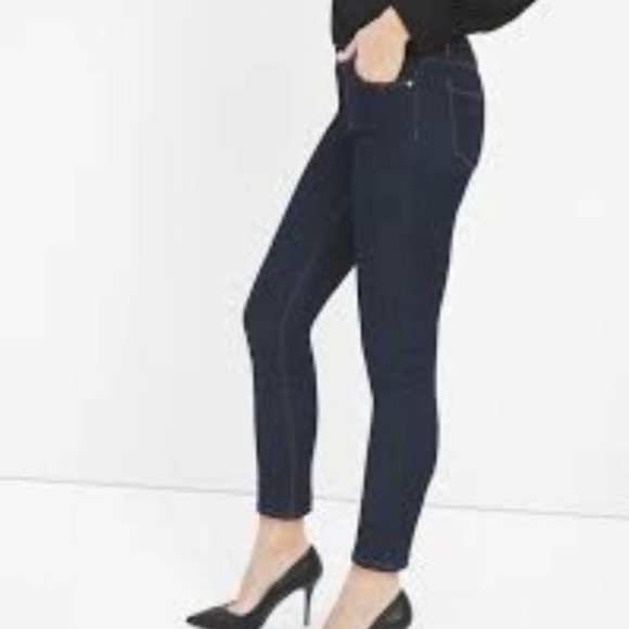 WHBM White House Black Market Mid-Rise Skimmer Stretch Dark Wash Jeans - Picture 1 of 8